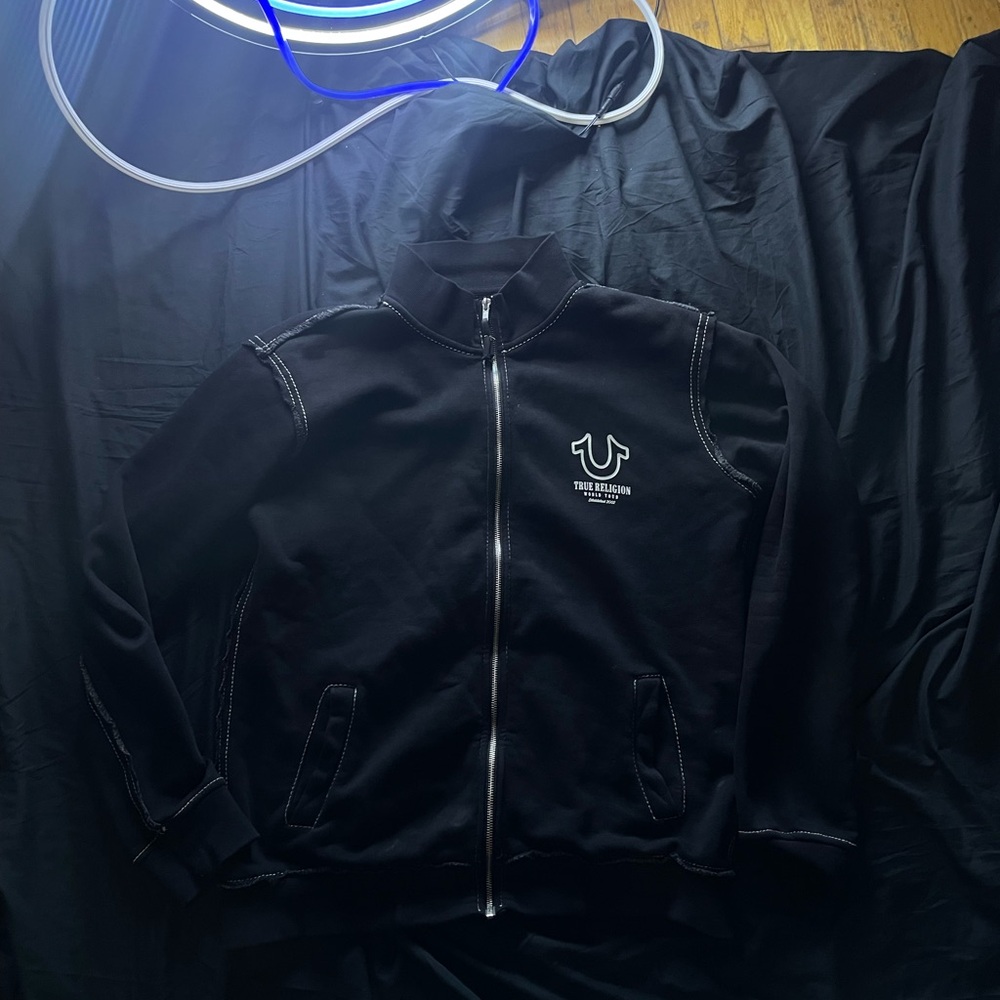 True religon zip up hoodie black